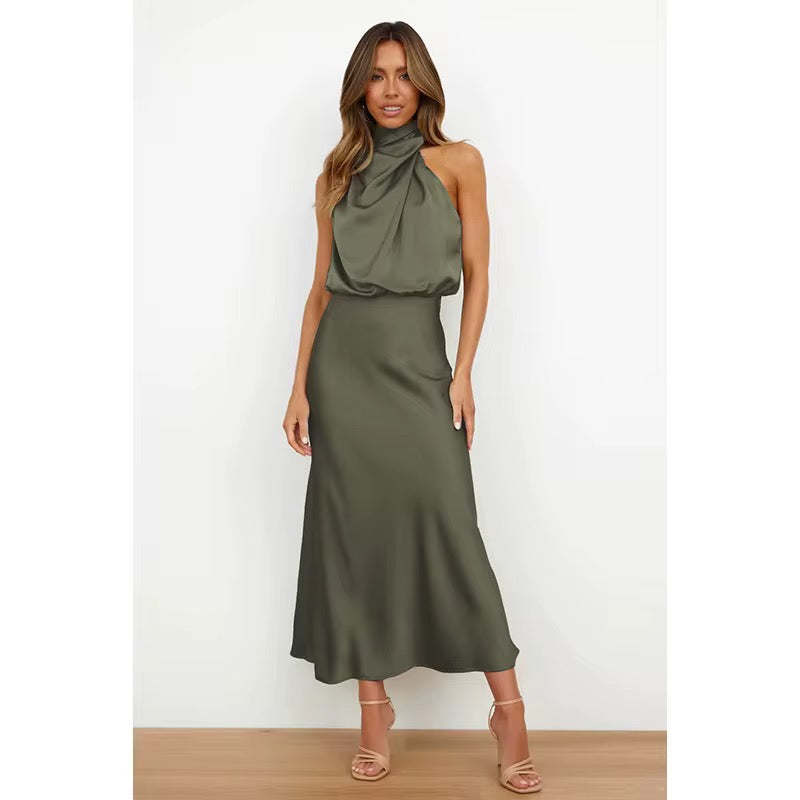 Satin High Neck Dress