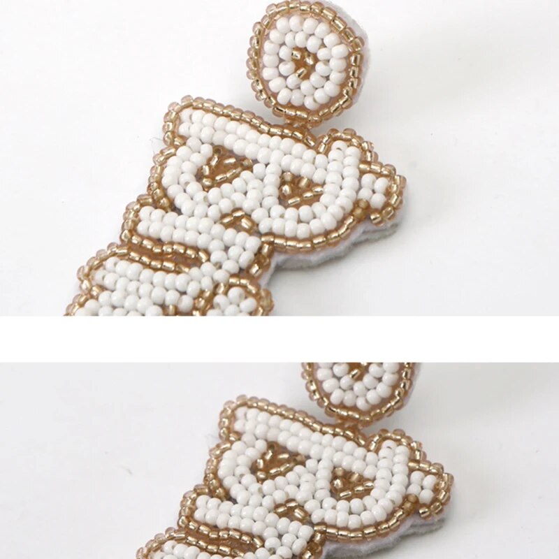 Bride Beaded White Earrings