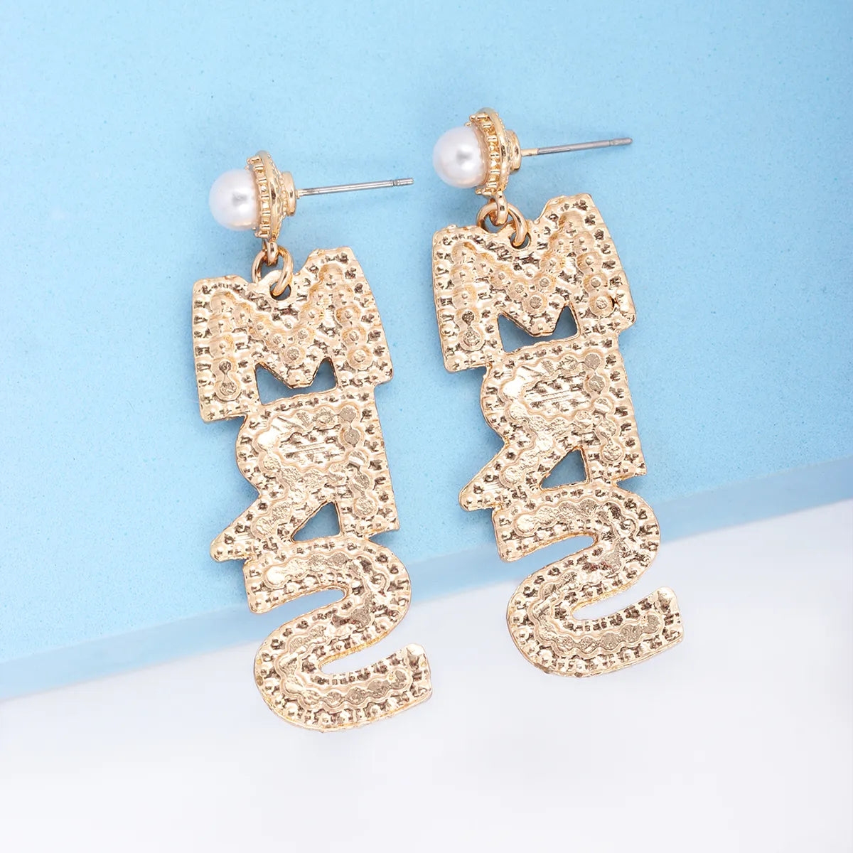 Pearl Rhinestone MRS Earrings