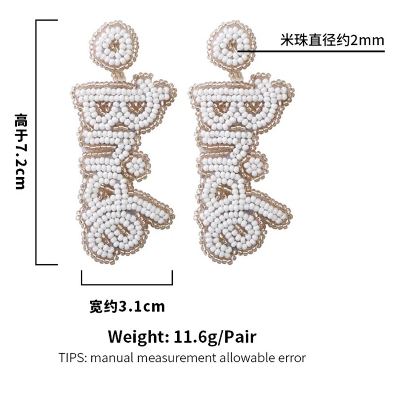 Bride Beaded White Earrings