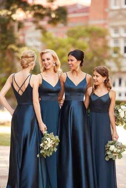 Stunning A-Line Satin Bridesmaid Dress With Spaghetti Back Straps And Floor Length